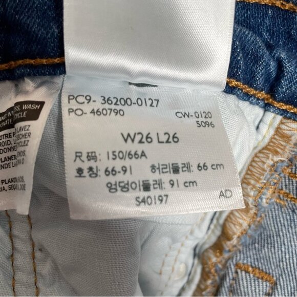 Levi's 501 Classic Jeans Crop Raw Hem Distressed Charleston Fun Blue Size 26 - Picture 3 of 10